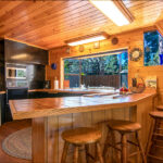 Kitchen with counter seating of the Ridge Dome Cabin